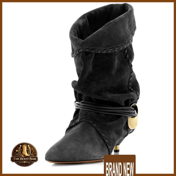 Slouchy Mid Calf Boots Kitten Heel Pointed Toe Pull On Women's Shoes